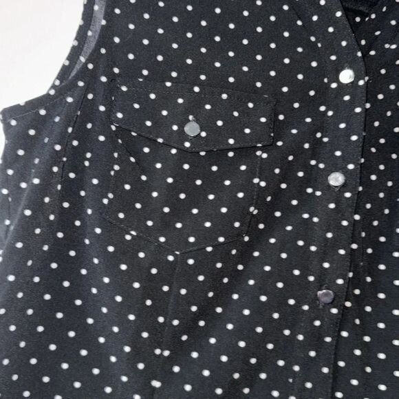 Notations Black & White Polka Dot Sleeveless Button-Down Blouse S - Picture 5 of 8